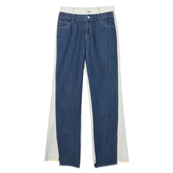 (NWT) CÉDELAR • Reyi Two-Tone Colorblock High Waisted Flare Jeans - Picture 4 of 16